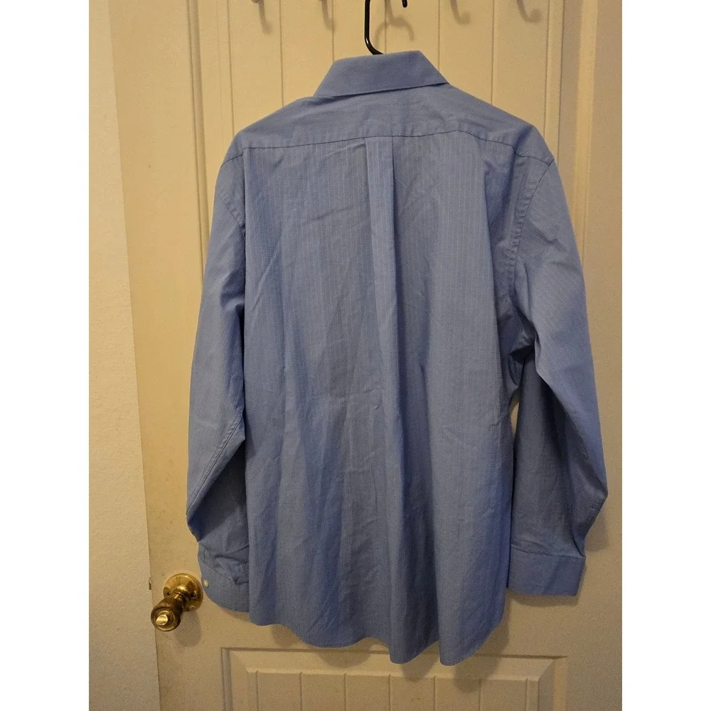 Arrow 1851 Men's Fitted Dress Shirt XL Light Blue Micro-Pattern Button Down - Picture 3 of 4